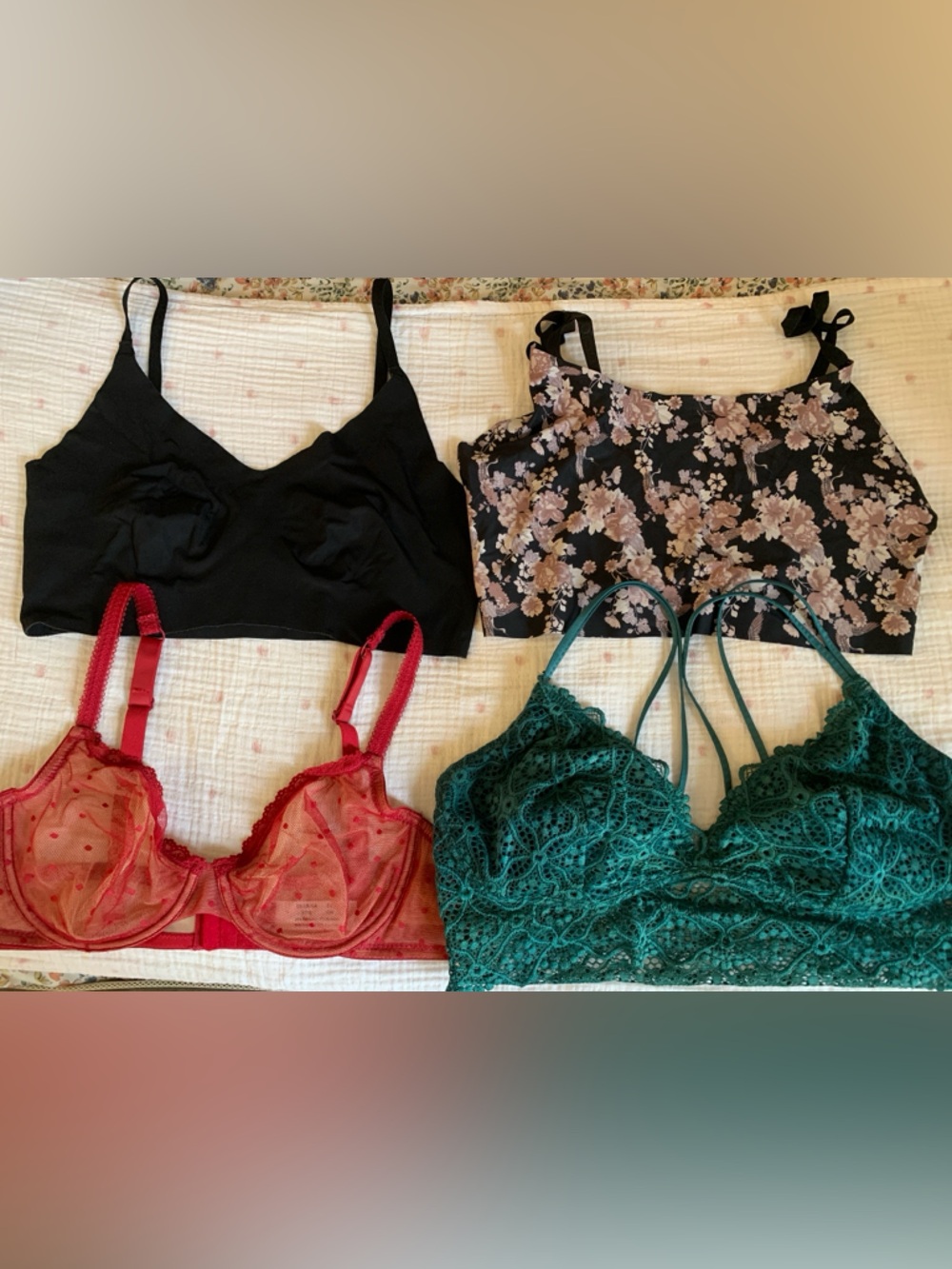 Bundle of Four Bras/Bralettes Lacy Sheer XL 40B EUC - Picture 3 of 12